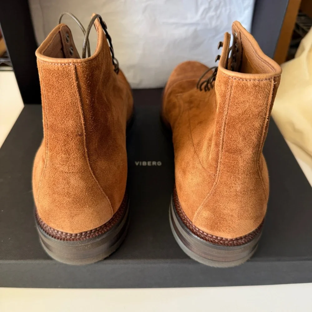 Viberg Navvy Boot Acorn Janus Calf Suede Brogue Cap Toe 11.5 1940 E Last